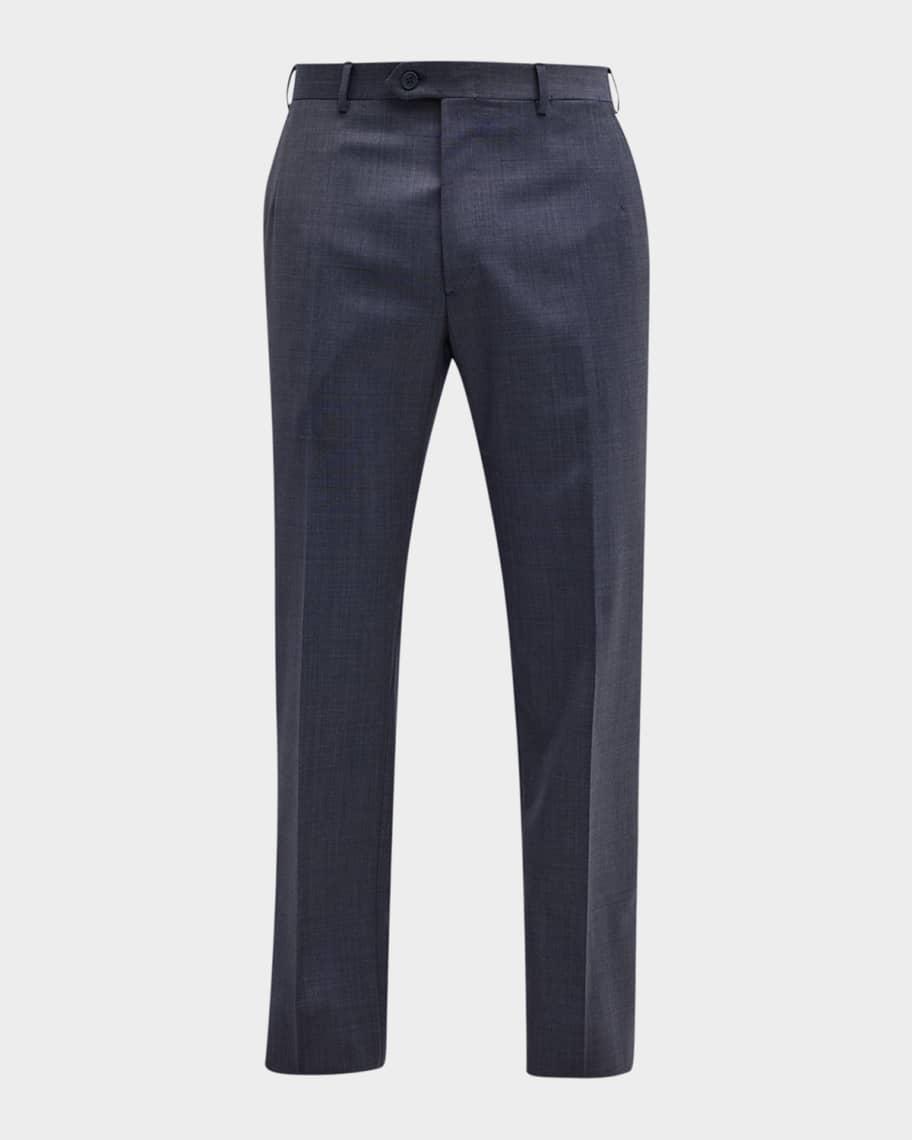 Men's Sharkskin Slim-Fit Wool Pants  Product Image