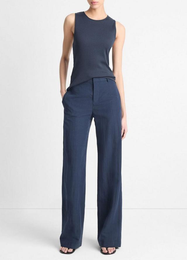 Mid-Rise Textured Wide-Leg Trouser Product Image