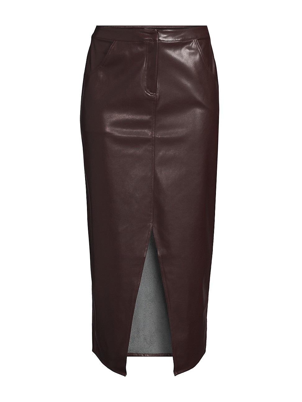 Womens Faux-Leather Midi-Skirt Product Image