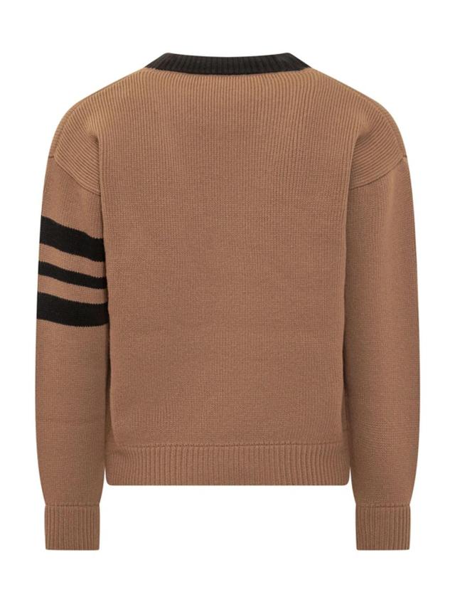 Wool Cardigan With Logo In Brown Product Image