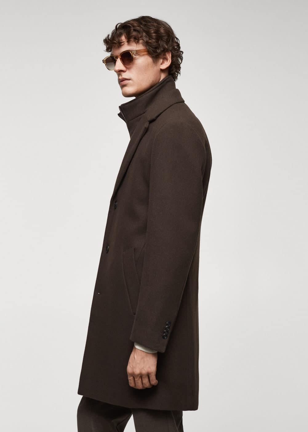 MANGO MAN - Wool coat with detachable collar brownMen Product Image