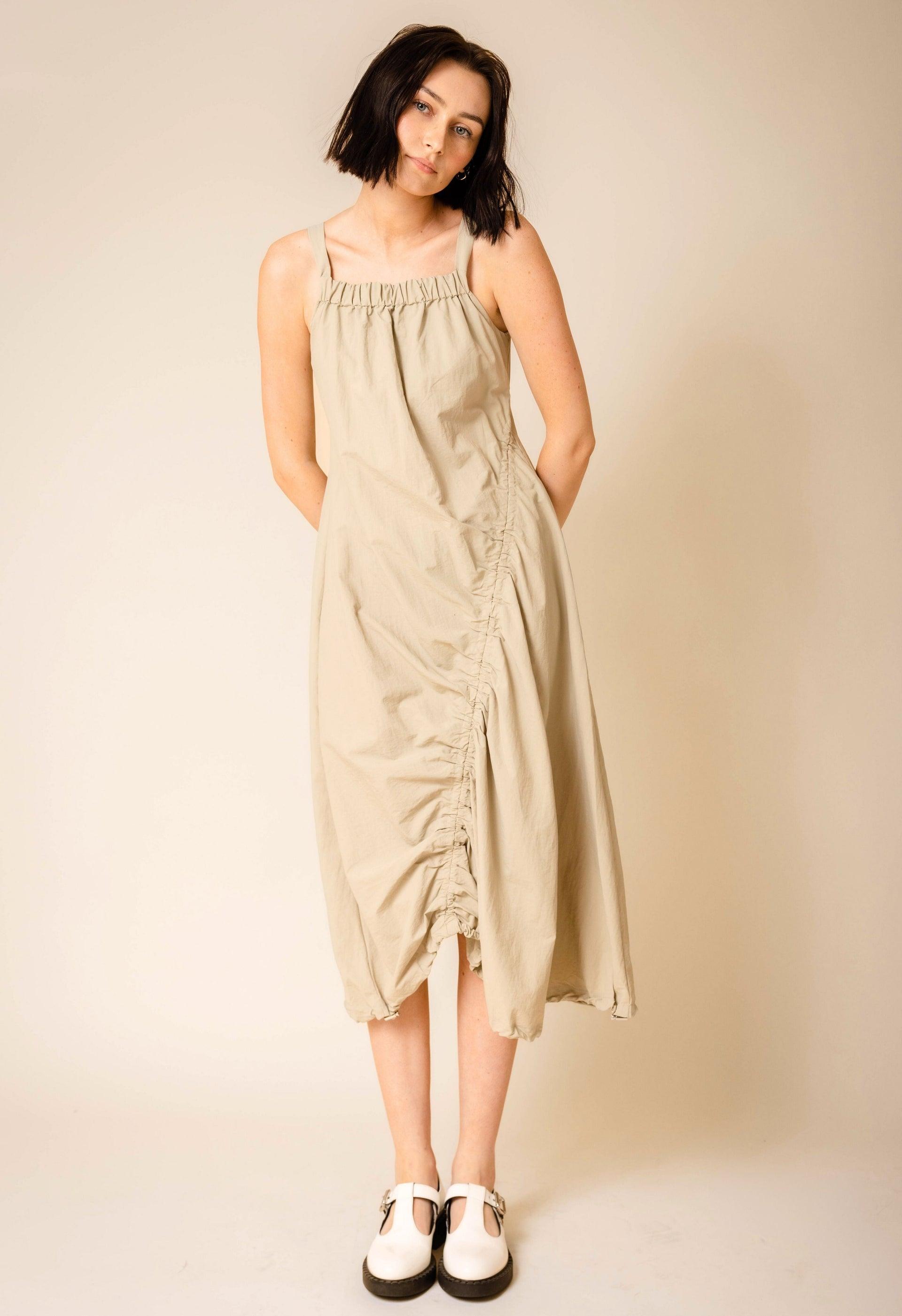 Long Parachute Dress In Khaki Product Image