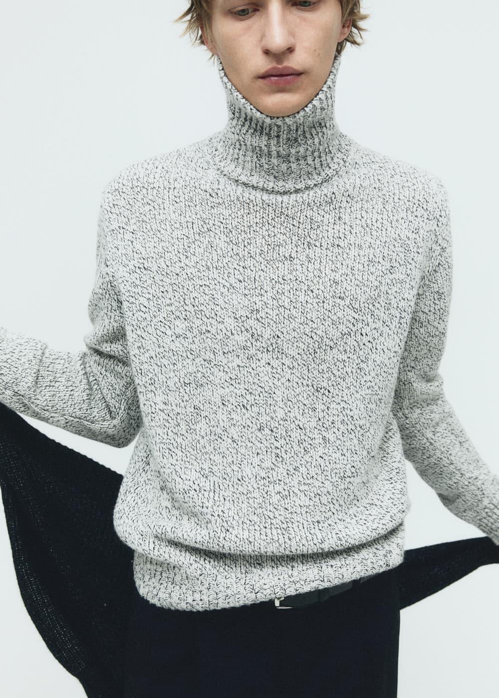 MANGO MAN - Wool turtleneck sweater light/pastel greyMen Product Image