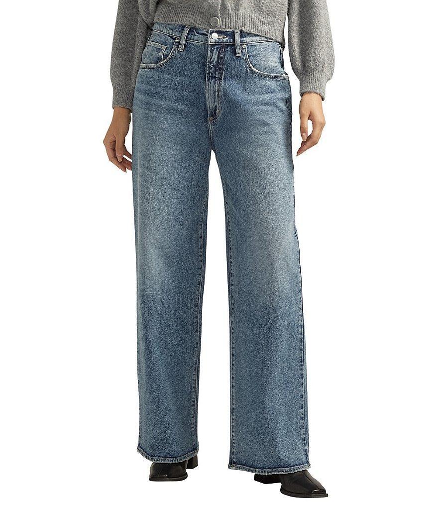 Silver Jeans Co. Mid Rise Baggy Wide Leg Low Stretch Jeans Product Image