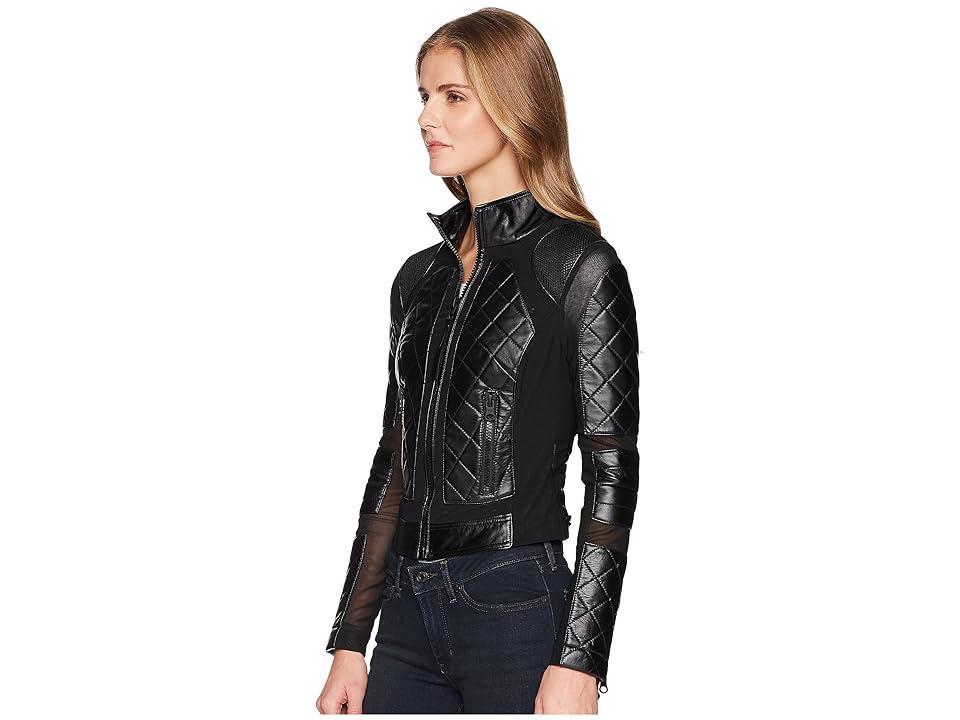 Blanc Noir Leather & Mesh Moto Jacket Product Image