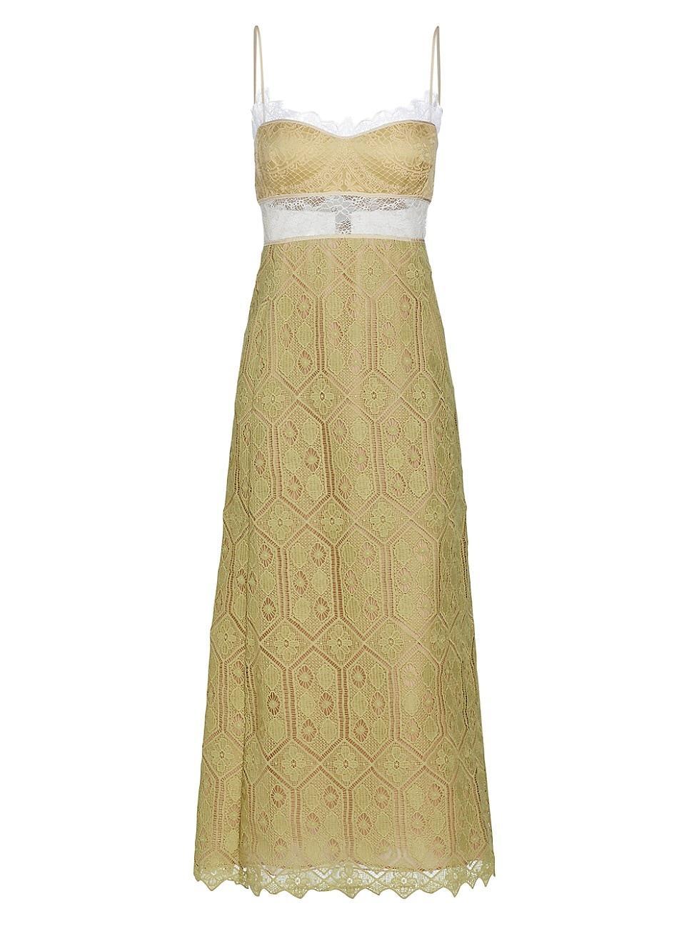 Womens Lace-Trimmed Sleeveless Midi-Dress Product Image