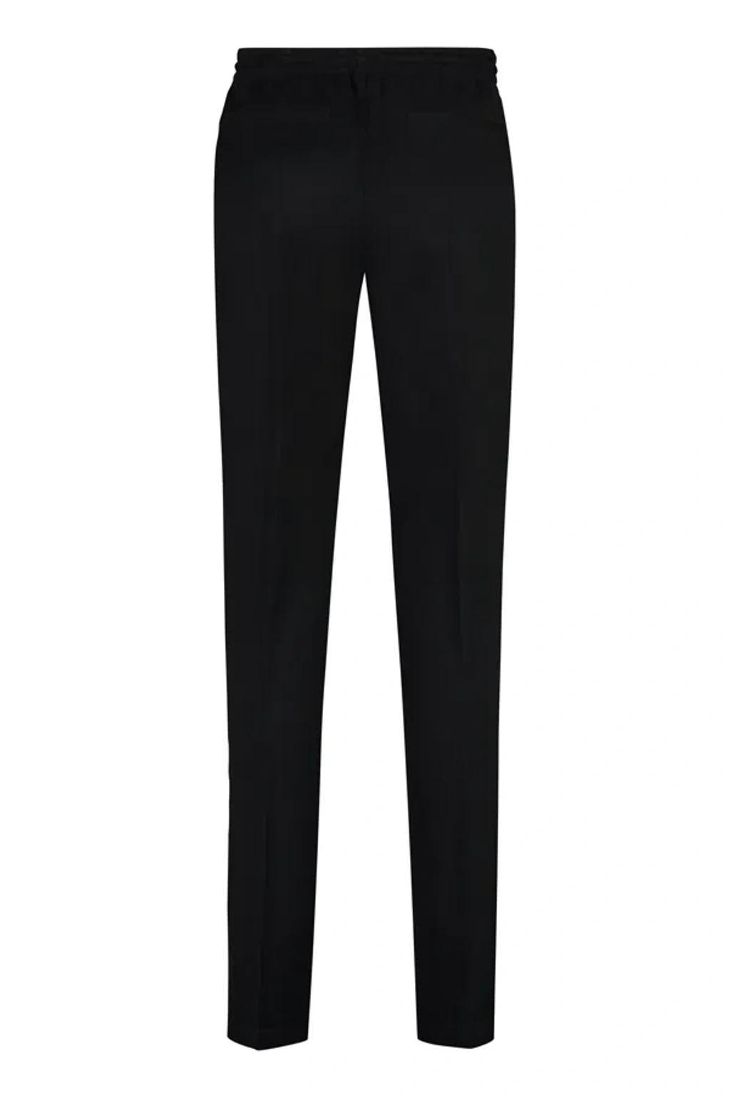 Drawstring Pleated Trousers In Black Product Image