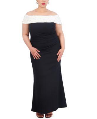 Plus Size Embellished Off-The-Shoulder Gown  product image