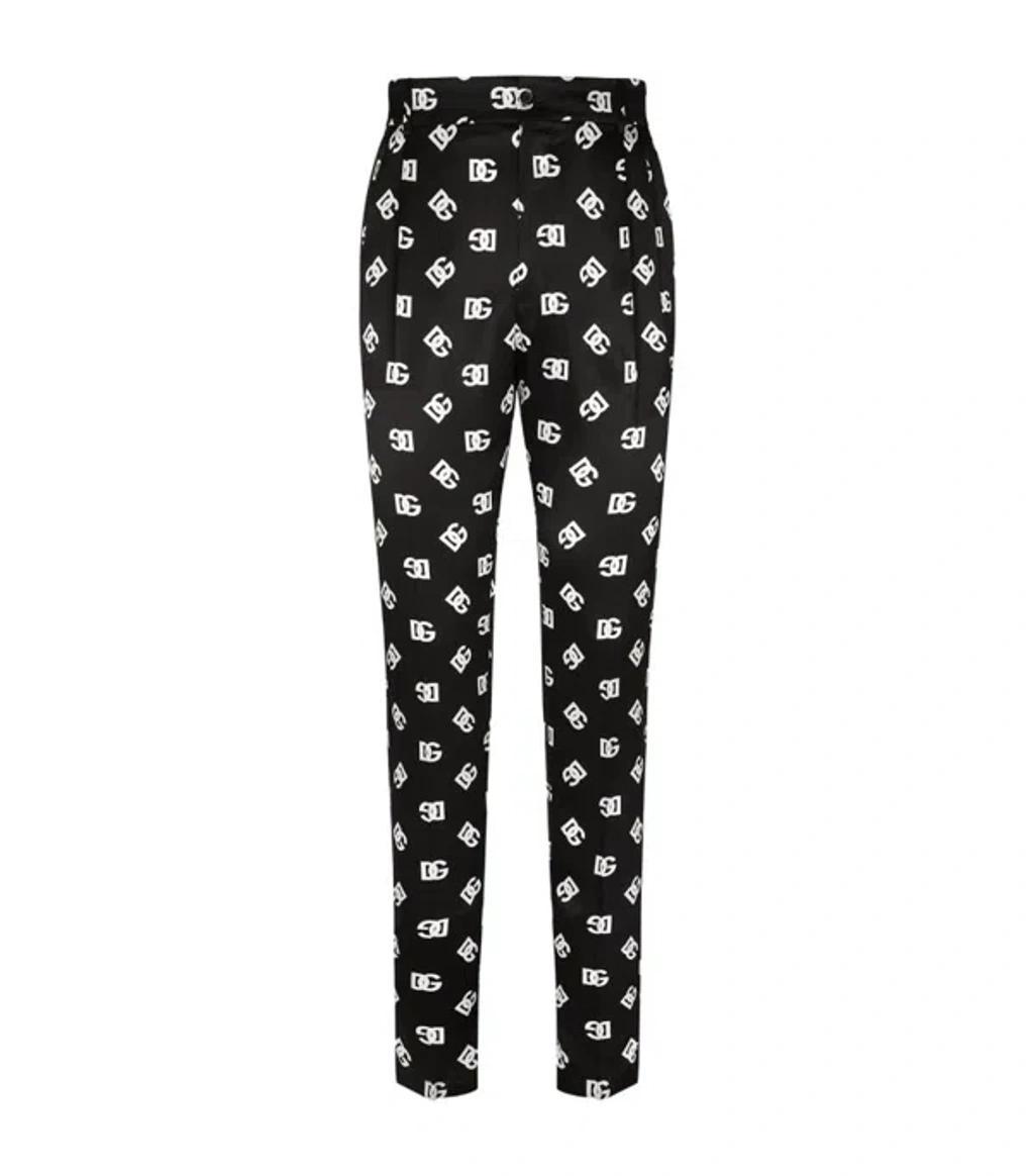 Silk All-over Logo Trousers In Black Product Image