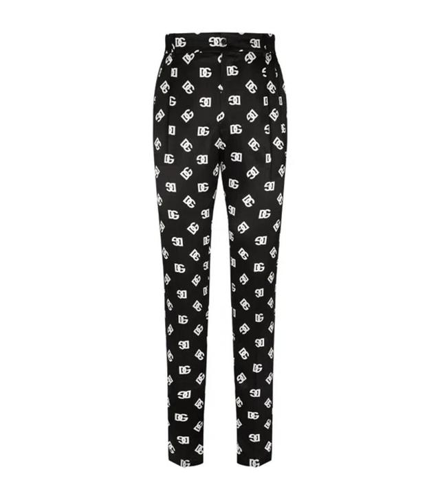 Silk All-over Logo Trousers In Black Product Image