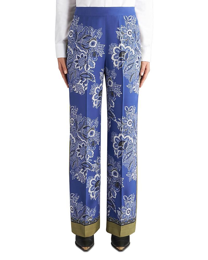 Womens Bandana Wide-Leg Silk Pants Product Image