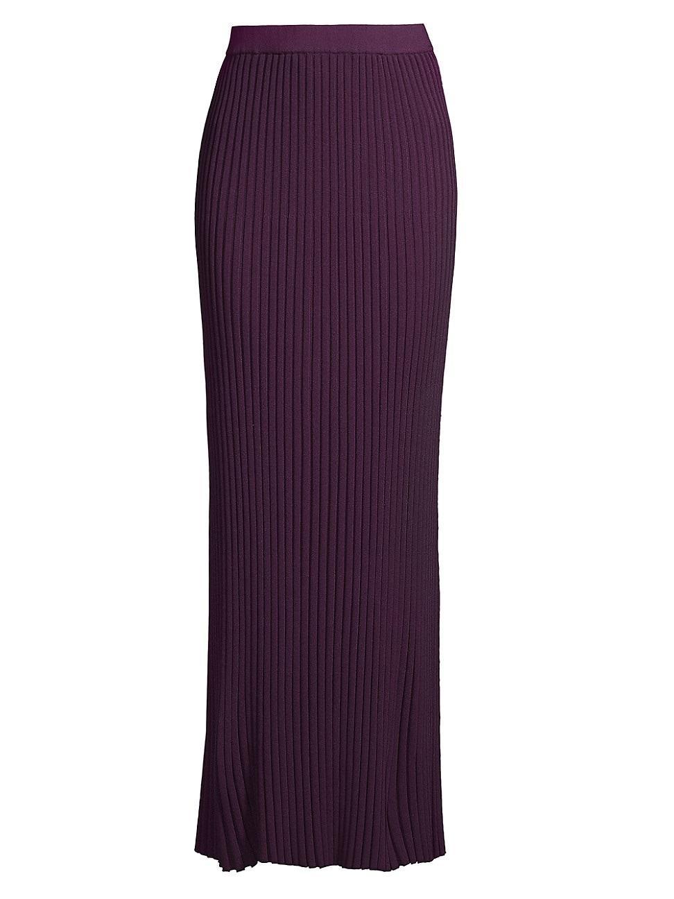 Womens Rib-Knit A-Line Maxi Skirt product image