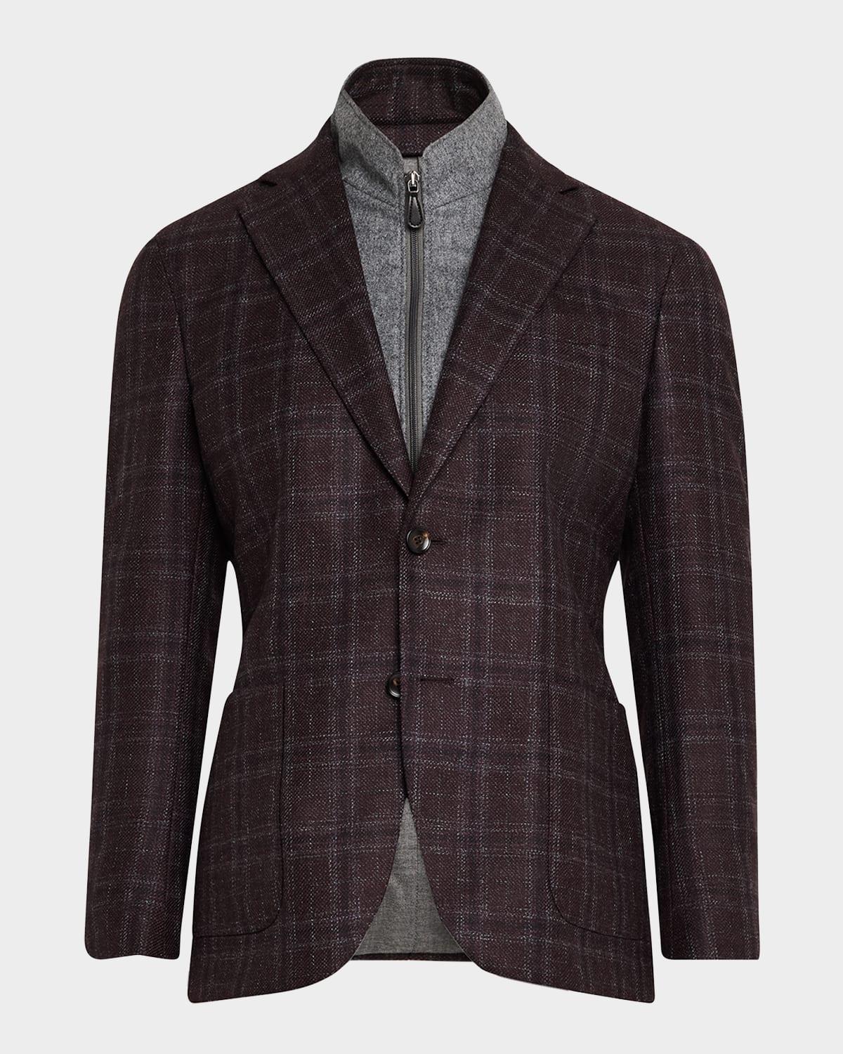 Mens Windowpane Sport Coat with Solid Vest Product Image