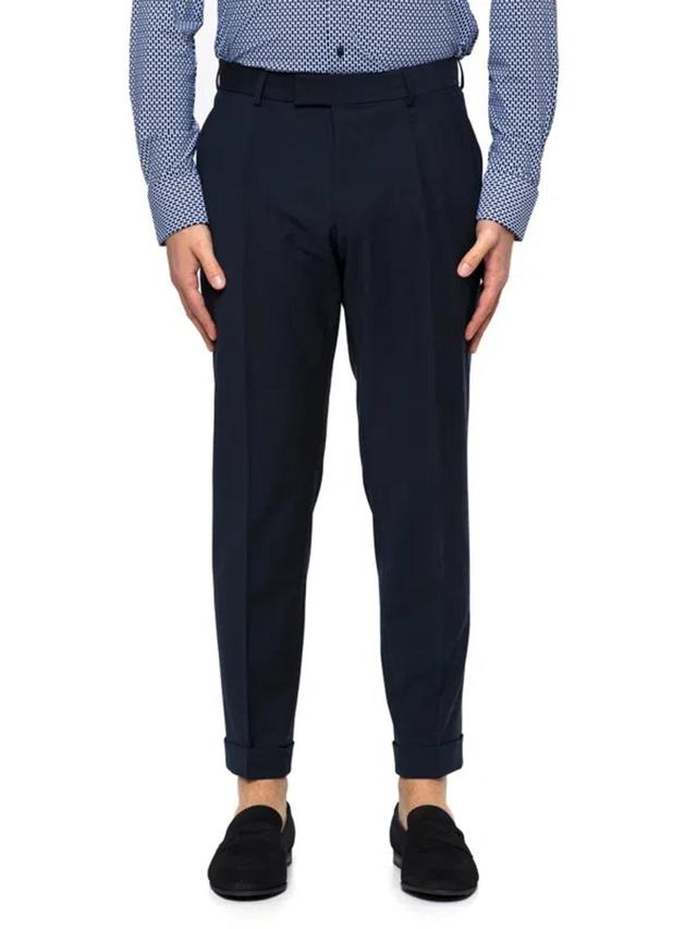 Boss  Pressed Crease Tailored Trousers In Blue Product Image