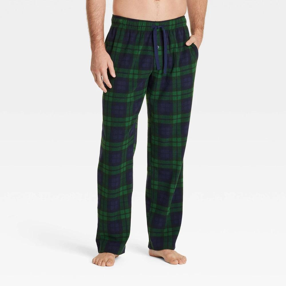 Mens Check Microfleece Pajama Pants - Goodfellow & Co Green M Product Image