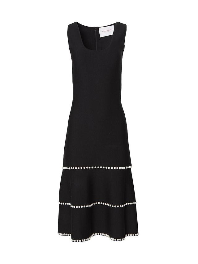 Womens Faux Pearl-Embellished Midi-Dress Product Image