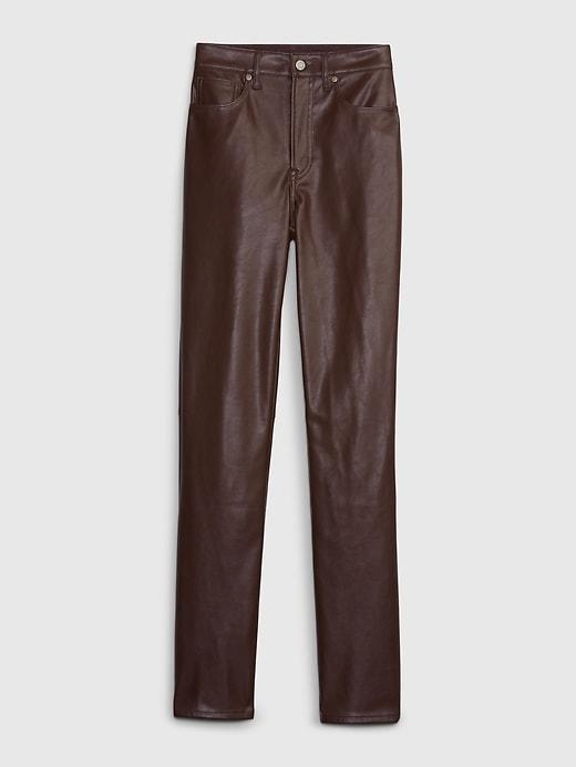 High Rise Vegan Leather Vintage Slim Pants product image