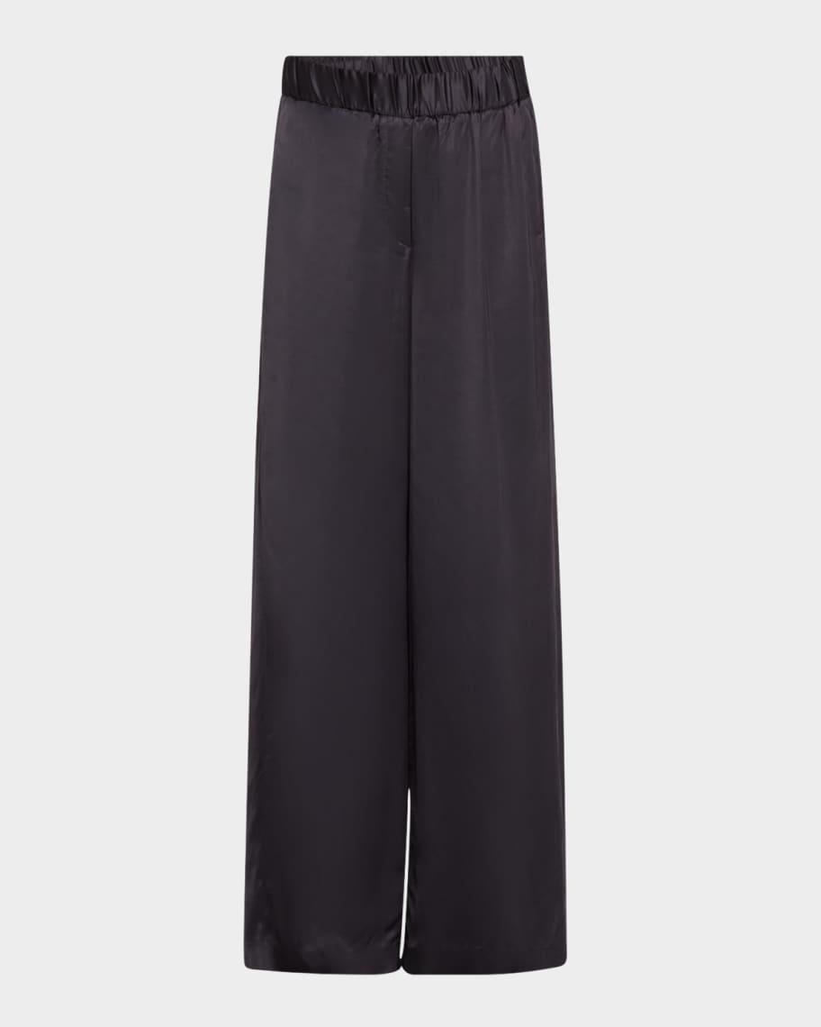 Ruched Wide-Leg Viscose Pants Product Image