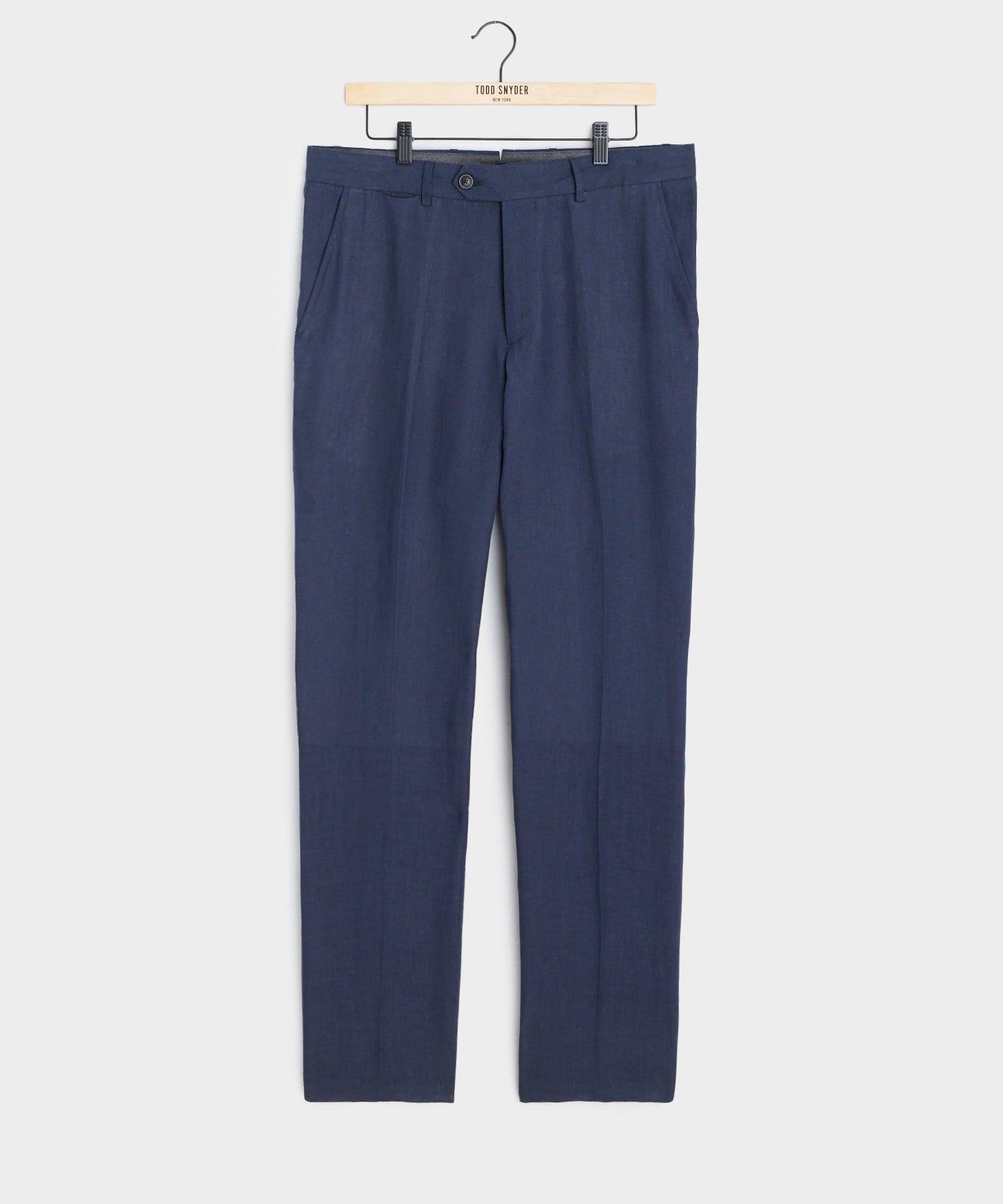 Italian Hemp Sutton Trouser in Navy Ink Product Image