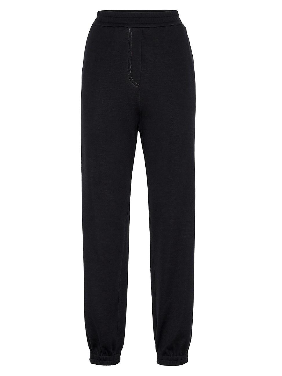 Womens Cotton and Silk Interlock Track Trousers product image