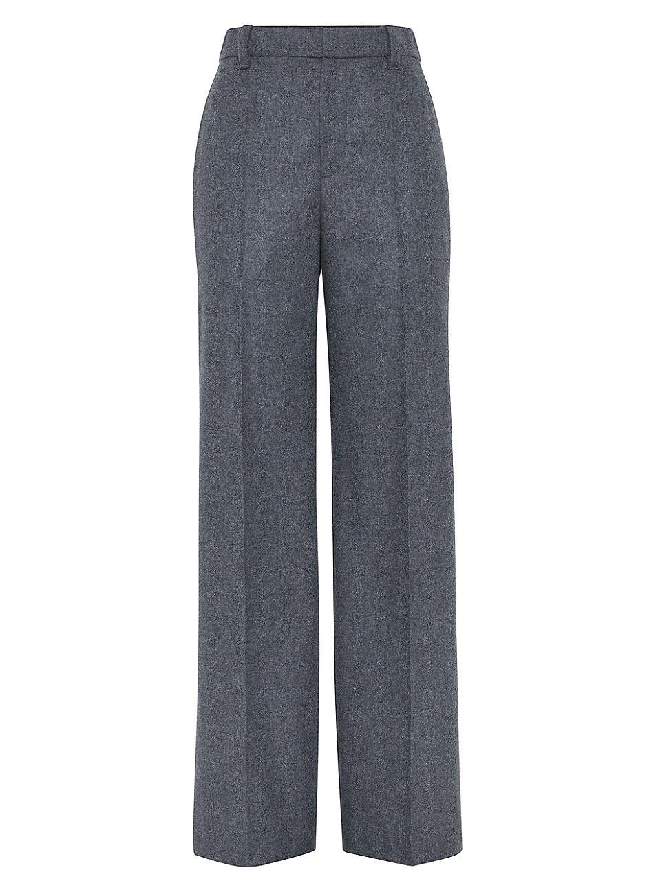 Womens Virgin Wool and Cashmere Flannel Loose Trousers Product Image