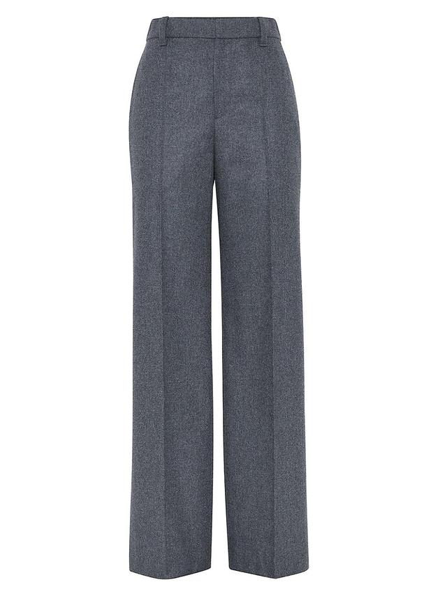 Womens Virgin Wool and Cashmere Flannel Loose Trousers Product Image