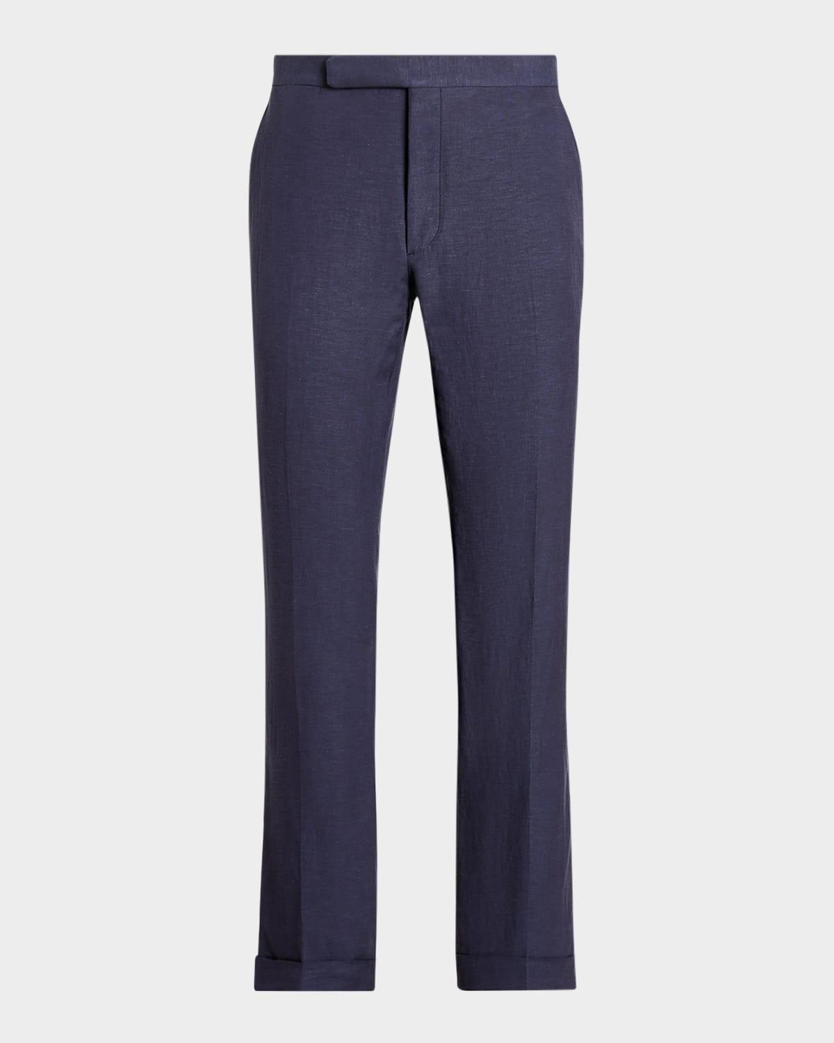 Mens Gregory Silk & Linen-Blend Trousers Product Image