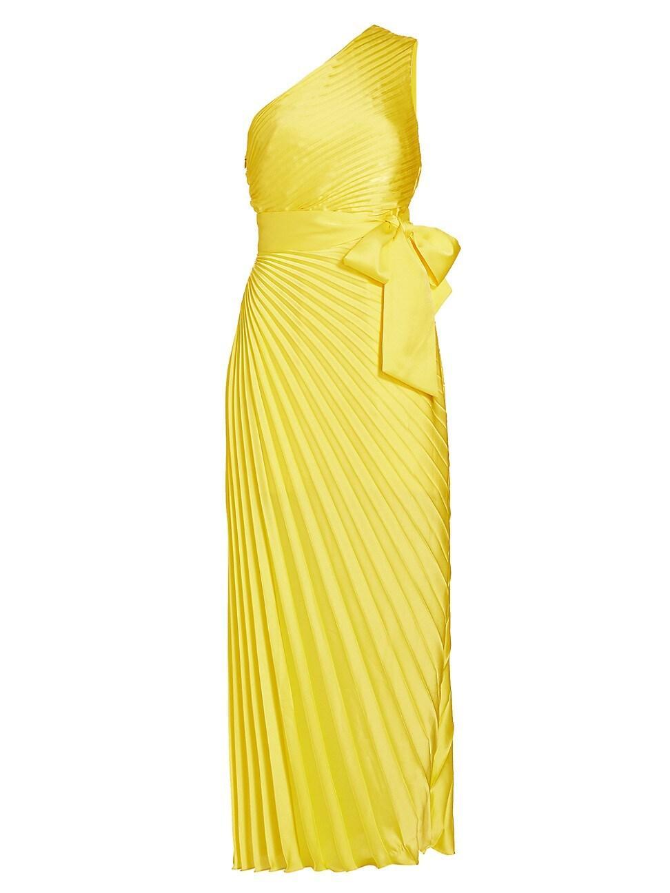 Womens Estelle Pleated Satin One-Shoulder Dress Product Image