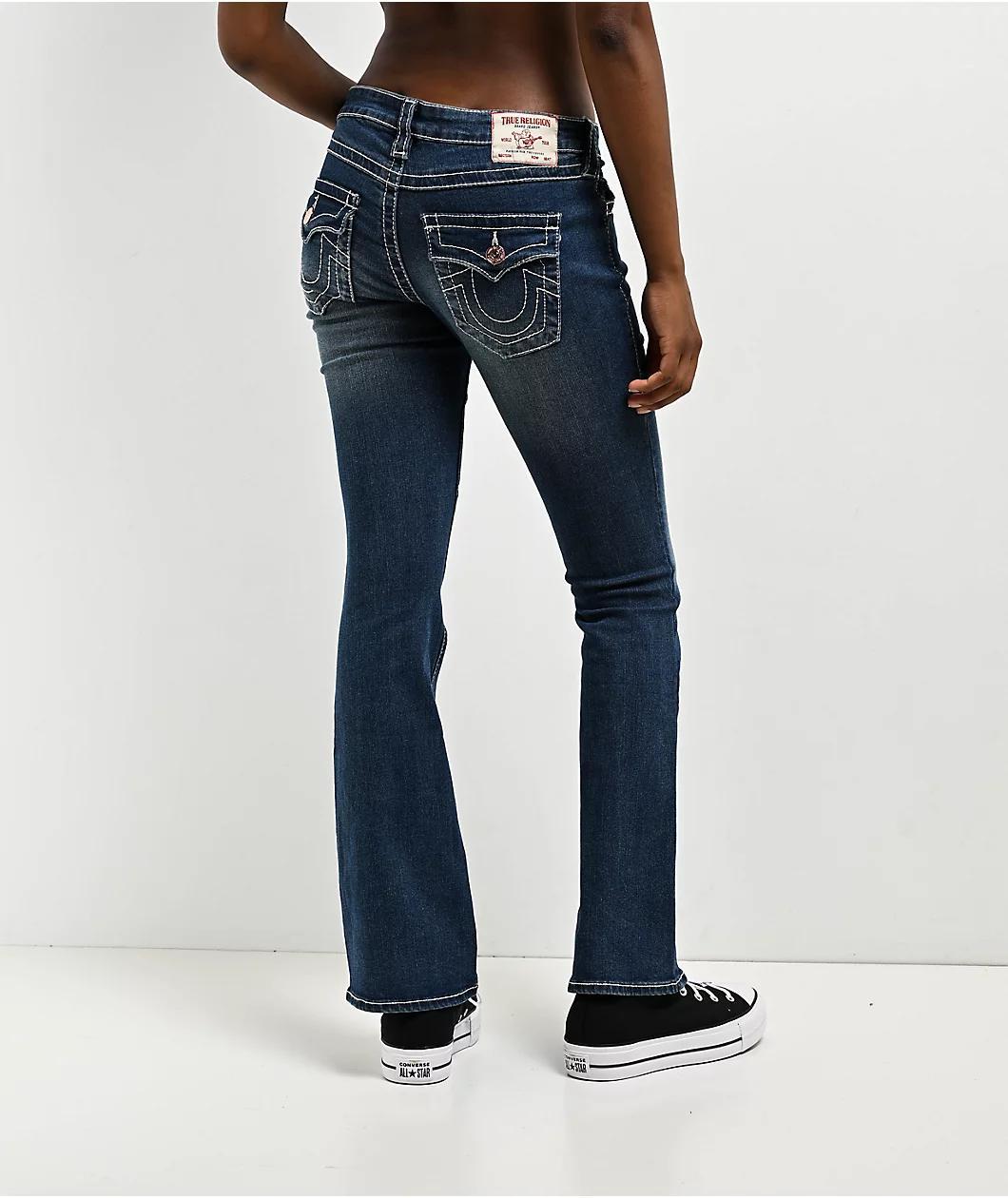 True Religion Becca Low Rise Big T Glowing Moon Bootcut Jeans Product Image