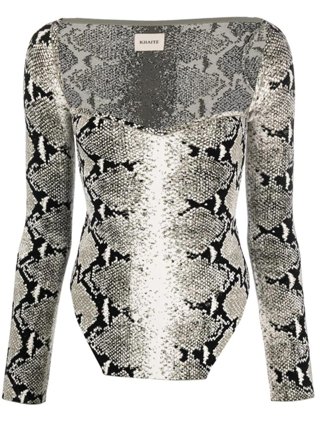 KHAITE Maddy Snake-print Top In Grey Product Image