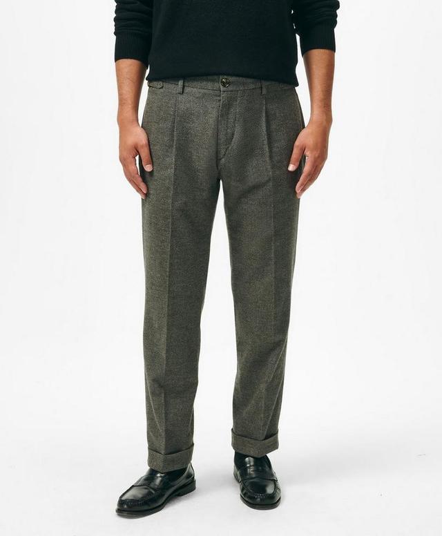 Pleated Side-Tab Pants in Mini-Houndstooth Cotton Blend Product Image