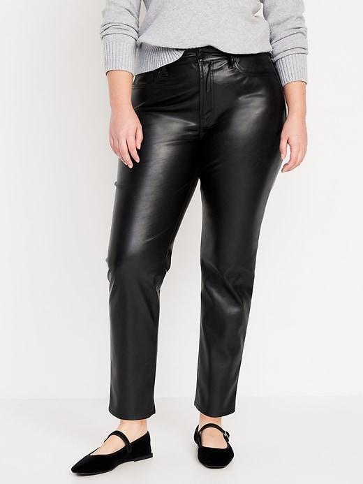 High-Waisted OG Straight Faux-Leather Ankle Pants Product Image