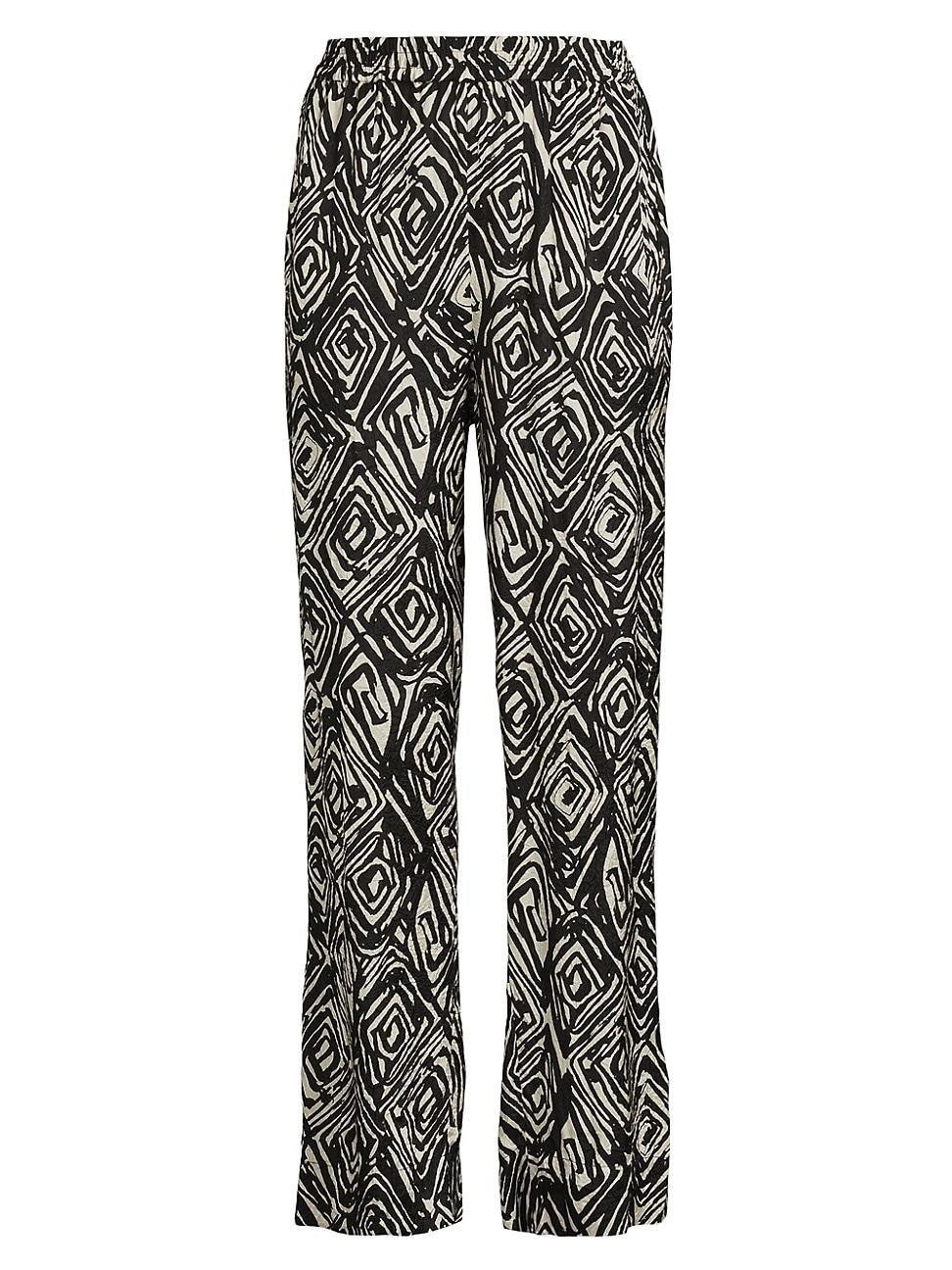 Womens Peonos Printed Shantung Straight Pants Product Image