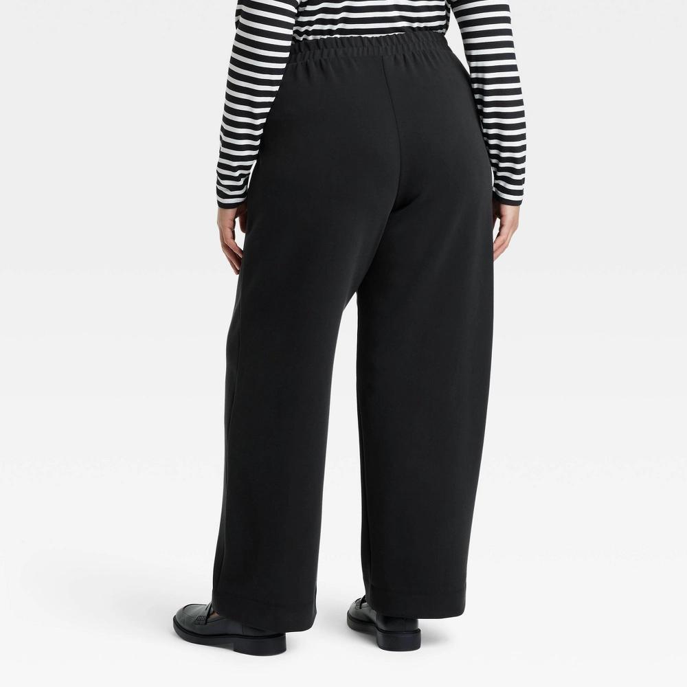 Women's High-Rise Straight Leg Pull-On Pants - A New Day™ Black XXL Product Image