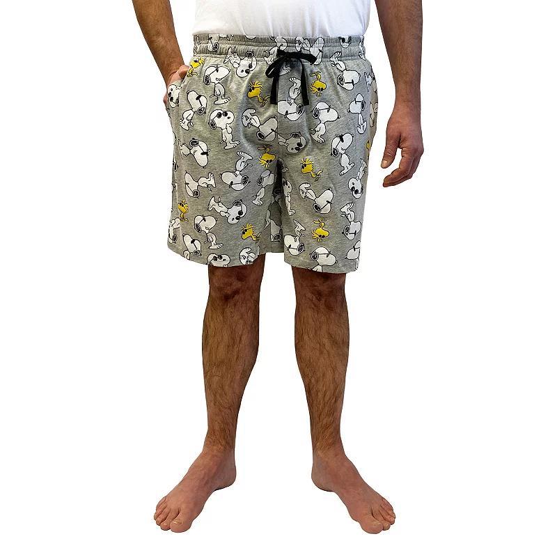 Mens Peanuts Snoopy & Woodstock Shades Toss Pajama Shorts Grey Grey Product Image