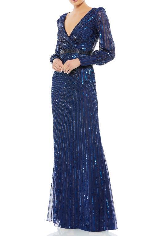 Mac Duggal Sequin Long Sleeve Sheath Gown Product Image