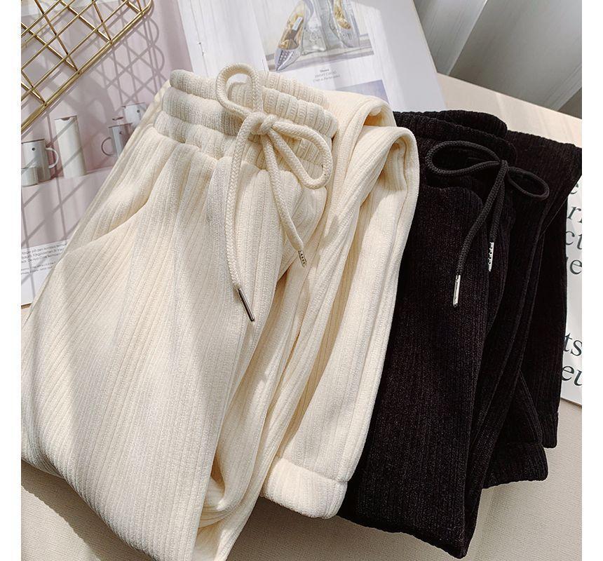 Drawstring Waist Plain Sweatpants Product Image