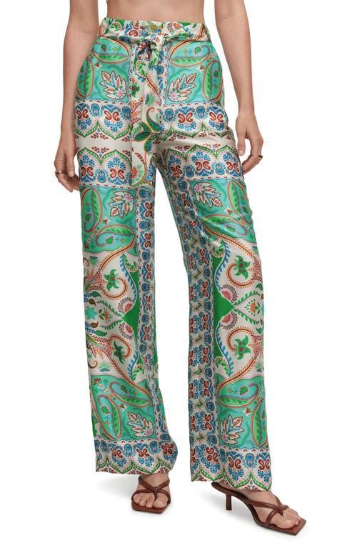 MANGO Paisley Wide Leg Satin Pants Product Image