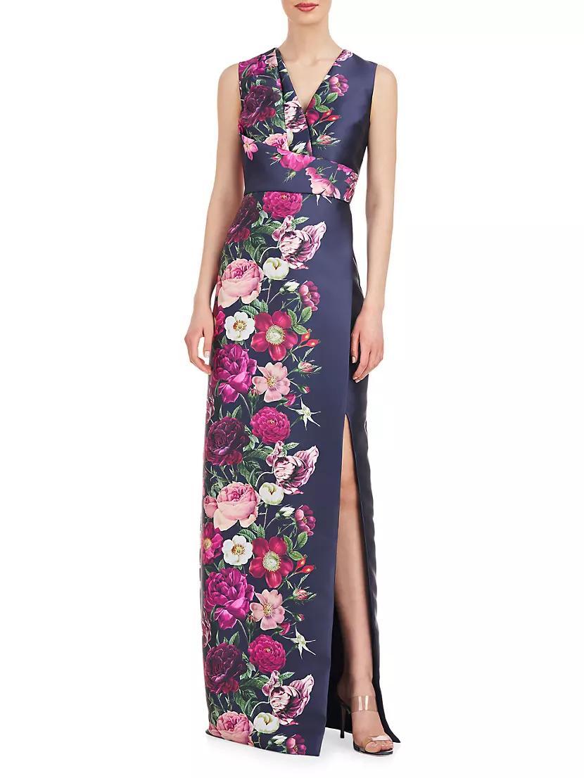 Coraline Floral Satin Column Gown Product Image