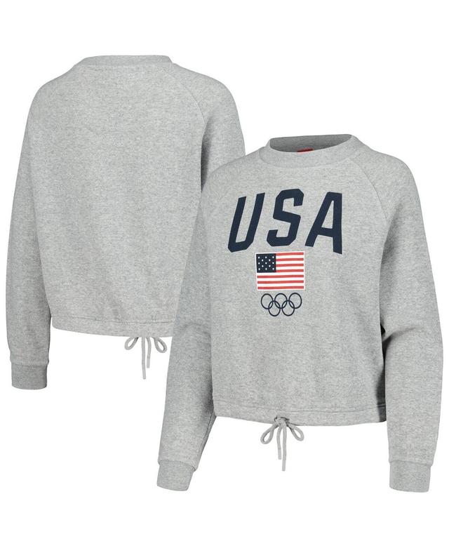 Womens Heather Gray Team Usa Team Pride Raglan Cropped Pullover Sweatshirt Product Image