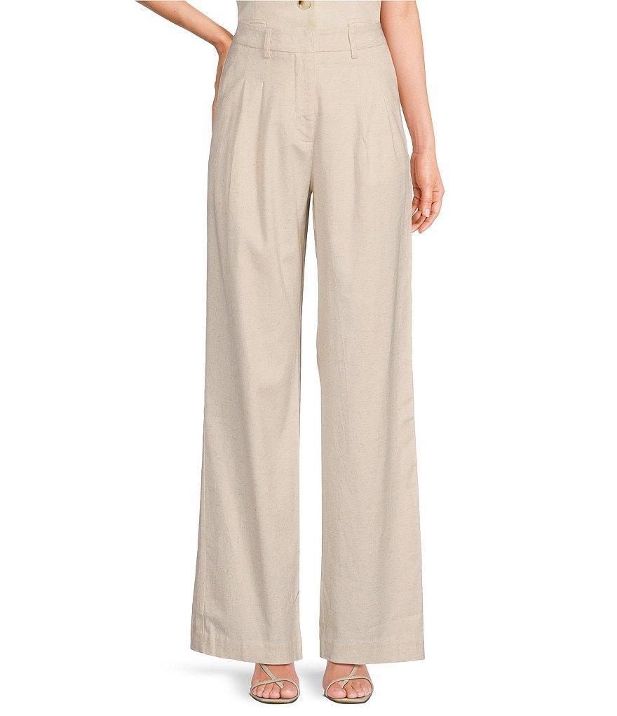 Lucy Paris Tia Linen Blend Pleated Coordinating Wide Leg Pants Product Image