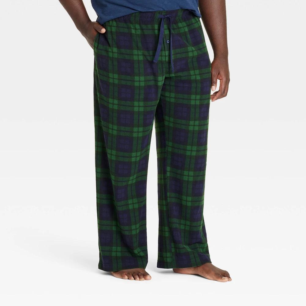 Mens Big & Tall Check Microfleece Pajama Pants - Goodfellow & Co Green 5XL Product Image