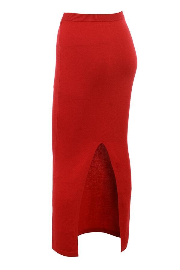 Faith Holly Red Cashmere Blend Midi Skirt Product Image