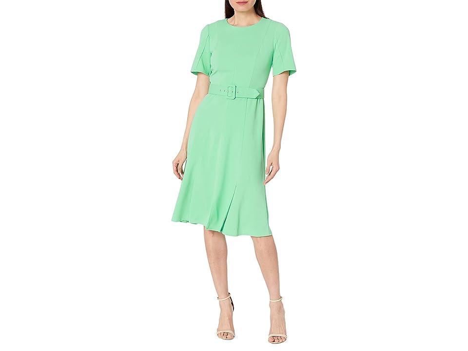 Maggy London Belted Short Sleeve Solid Dress (Katydid) Women's Dress Product Image