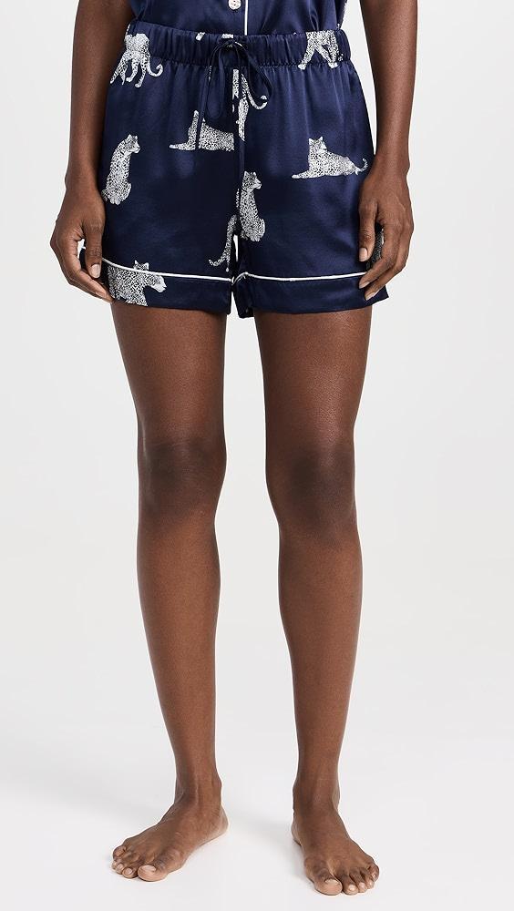 Petite Plume Silk Panthere de Nuit Classic Shorts PJ Set | Shopbop Product Image