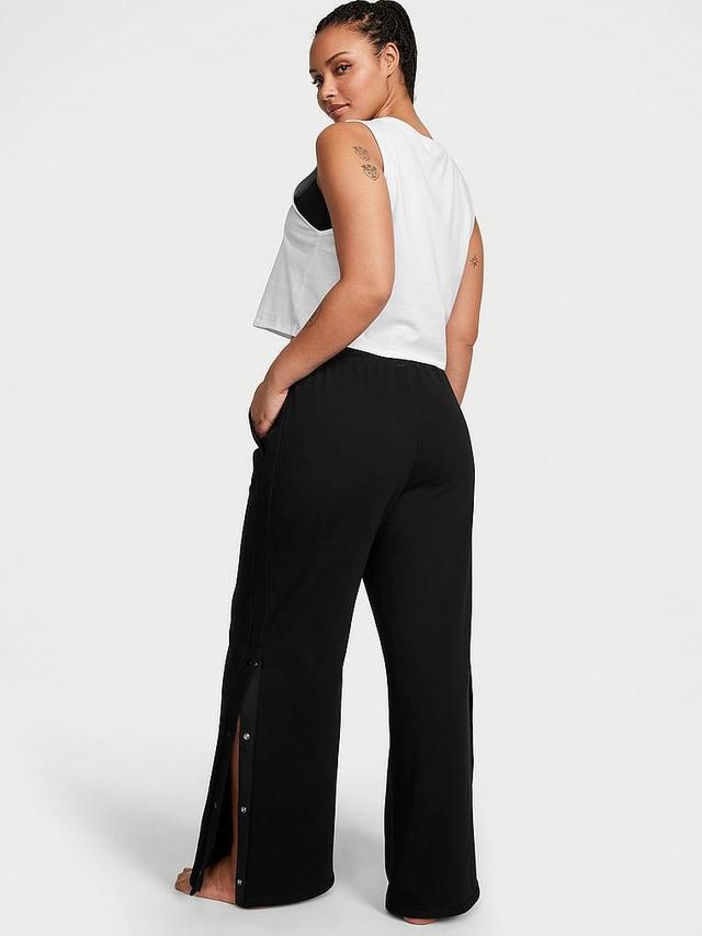 Cotton Fleece Wide-Leg Snap Lounge Sweatpants Product Image