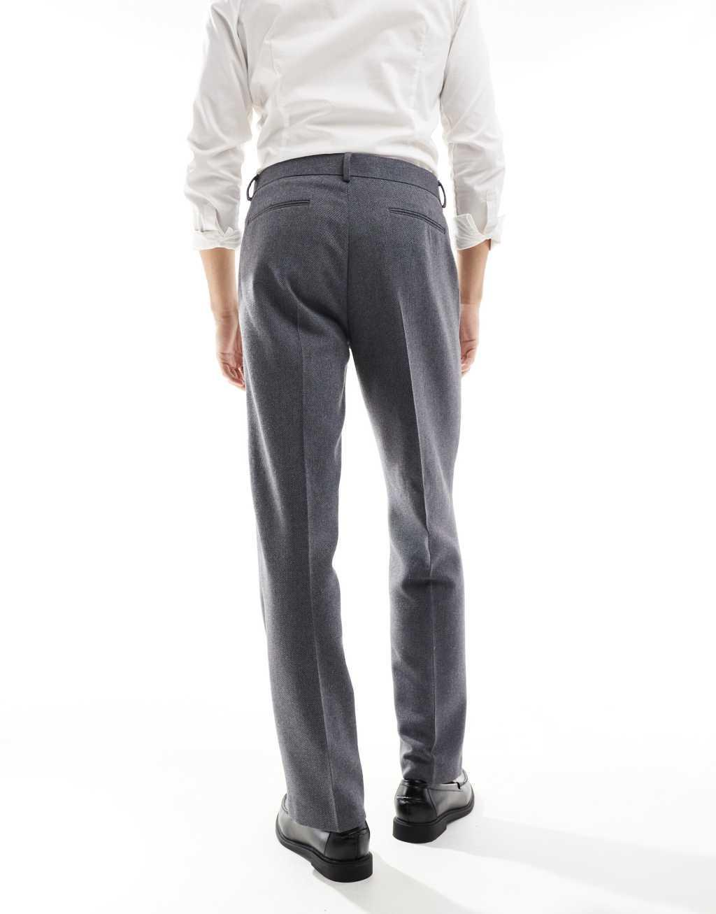 ASOS DESIGN smart wool mix straight leg pants in charcoal twill Product Image