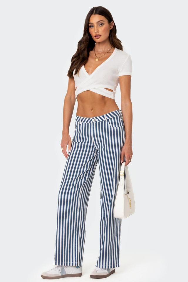 Striped Low Rise Jeans Product Image