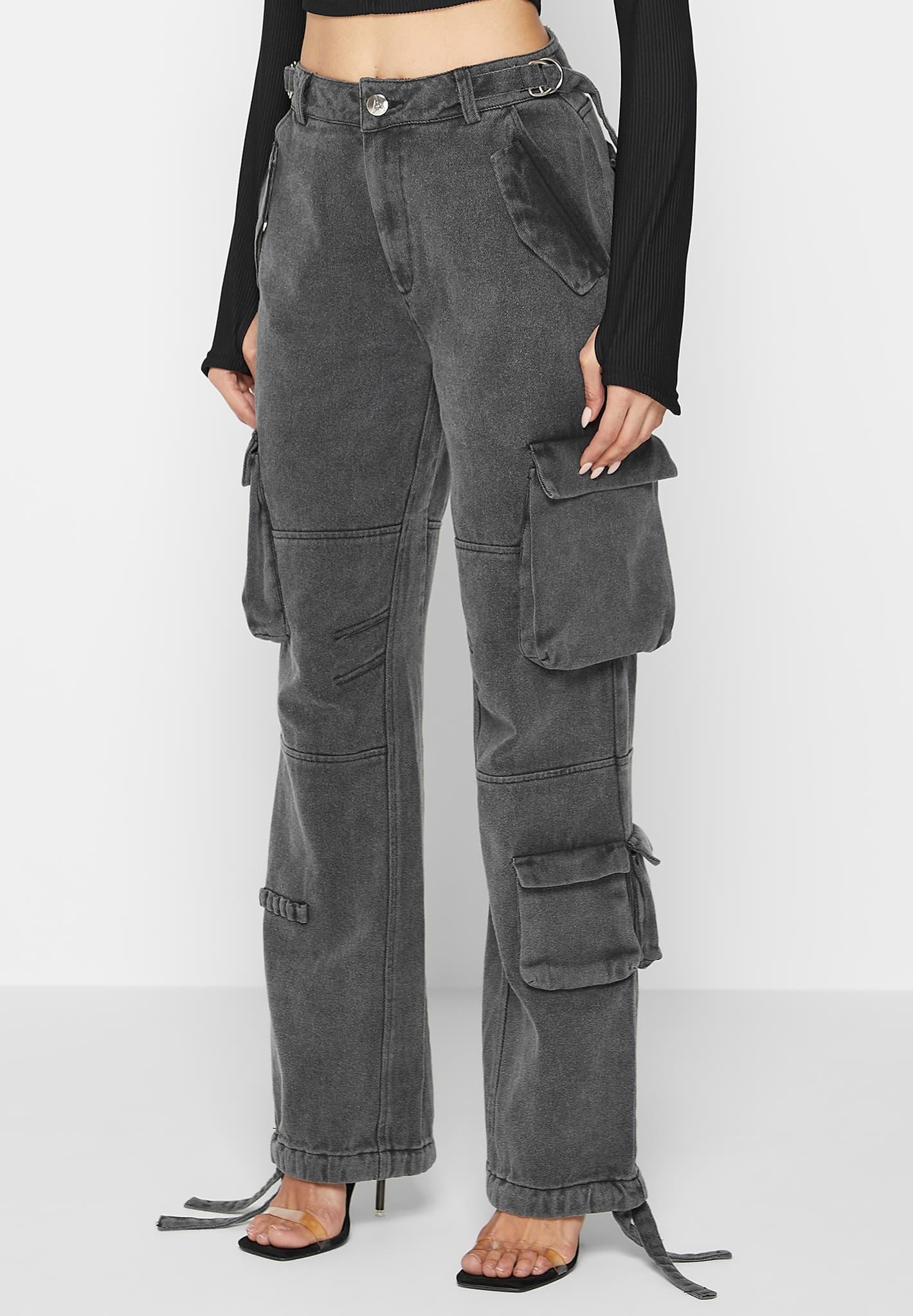 Mid Rise Cargo Pants - Washed Grey / Washed Grey / WMN3021-07 Product Image