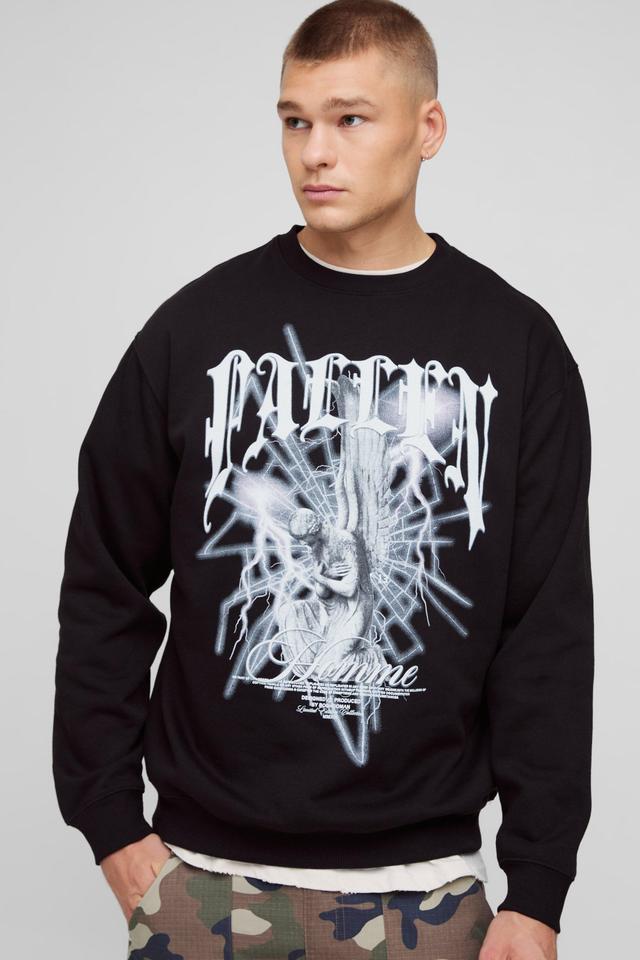 Oversized Gothic Cherub Graphic Sweatshirt | boohooMAN USA Product Image